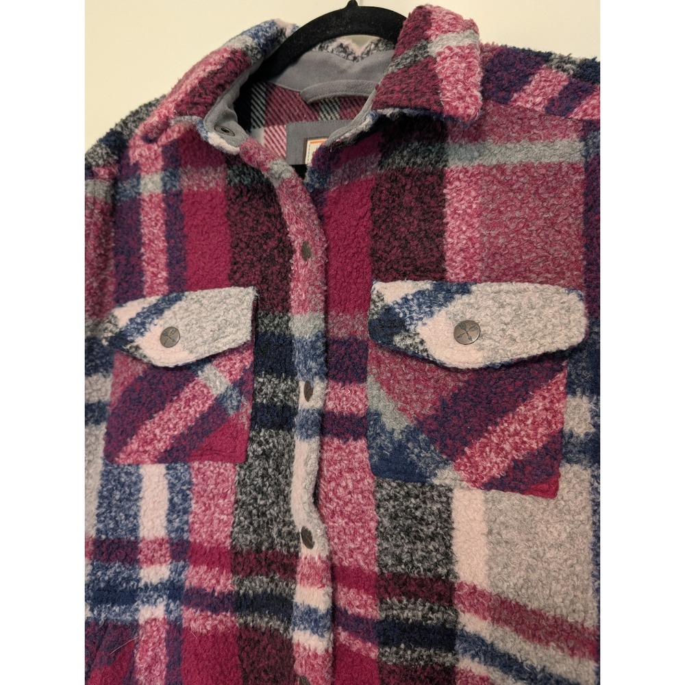 Legendary Whitetails Womens Small Plaid Sherpa Fleece Shacket Jacket Berry Pink - Picture 4 of 9